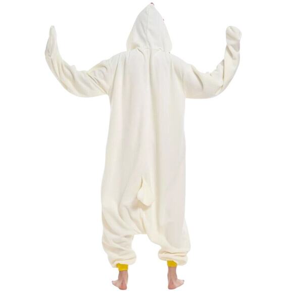 Chicken Costume Adult Medium Halloween Cosplay Pajamas Sleepwear Cozy FAST SHIP - Picture 3 of 7